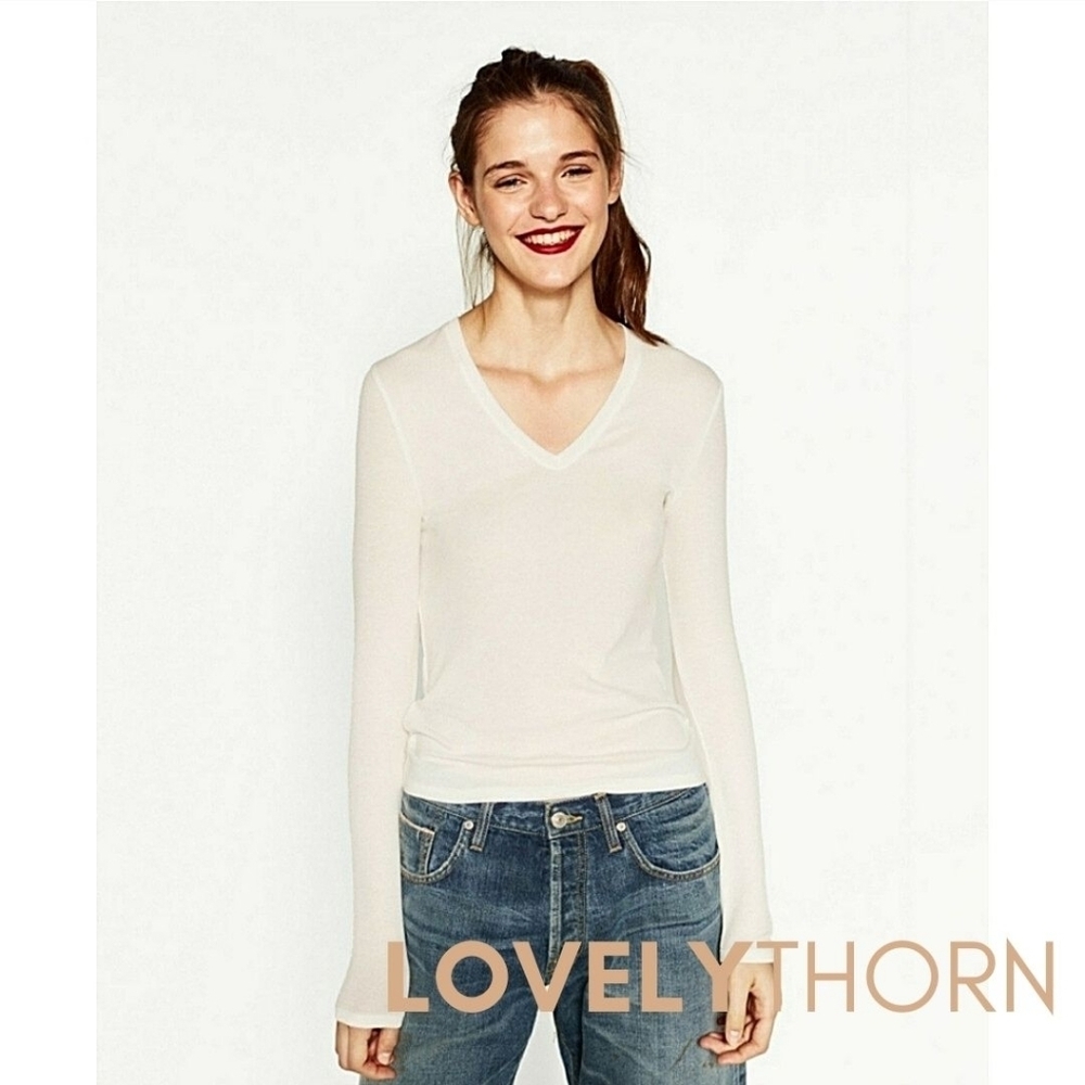 ZARA // lounge vneck long sleeve stretch